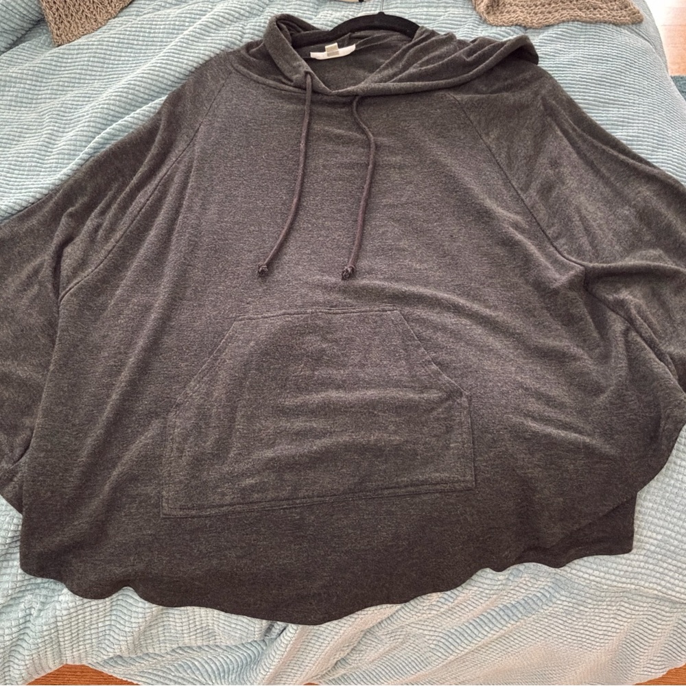 DREW Charcoal Hooded Poncho